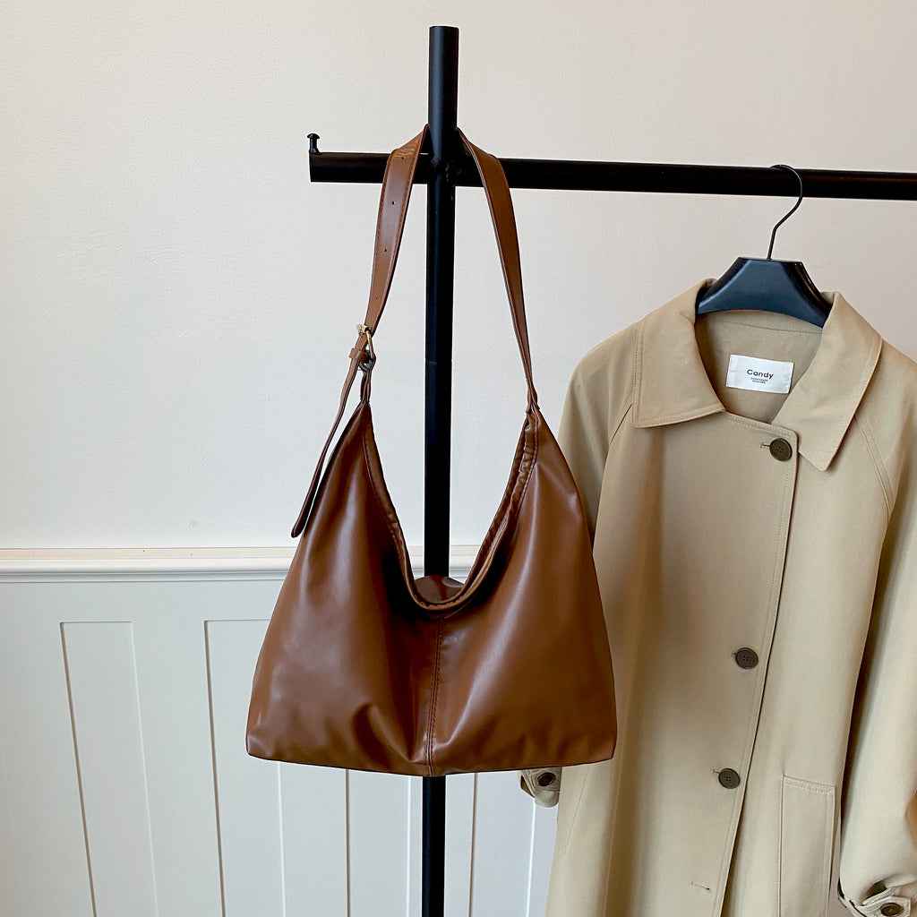 Shoulder Bag For Woman Soft PU Leather Korean Style Street Fashion Large Capacity Tote Bag #3667