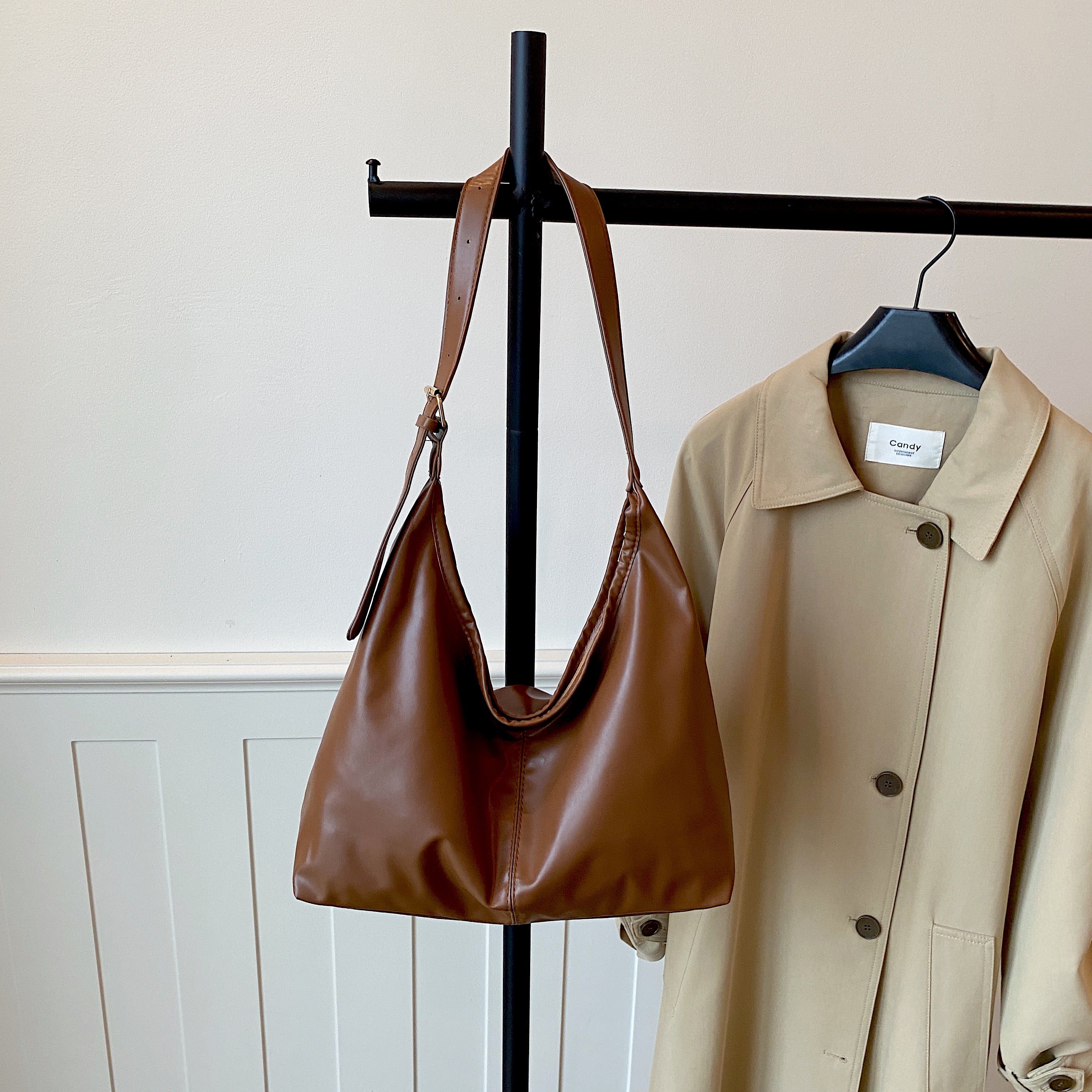 Shoulder Bag For Woman Soft PU Leather Korean Style Street Fashion Large Capacity Tote Bag #3667