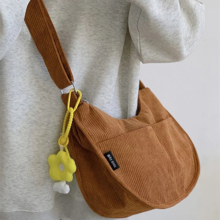 Japanese Corduroy Dumpling Bag Large Capacity Tote Unisex Shoulder Crossbody bag #3079