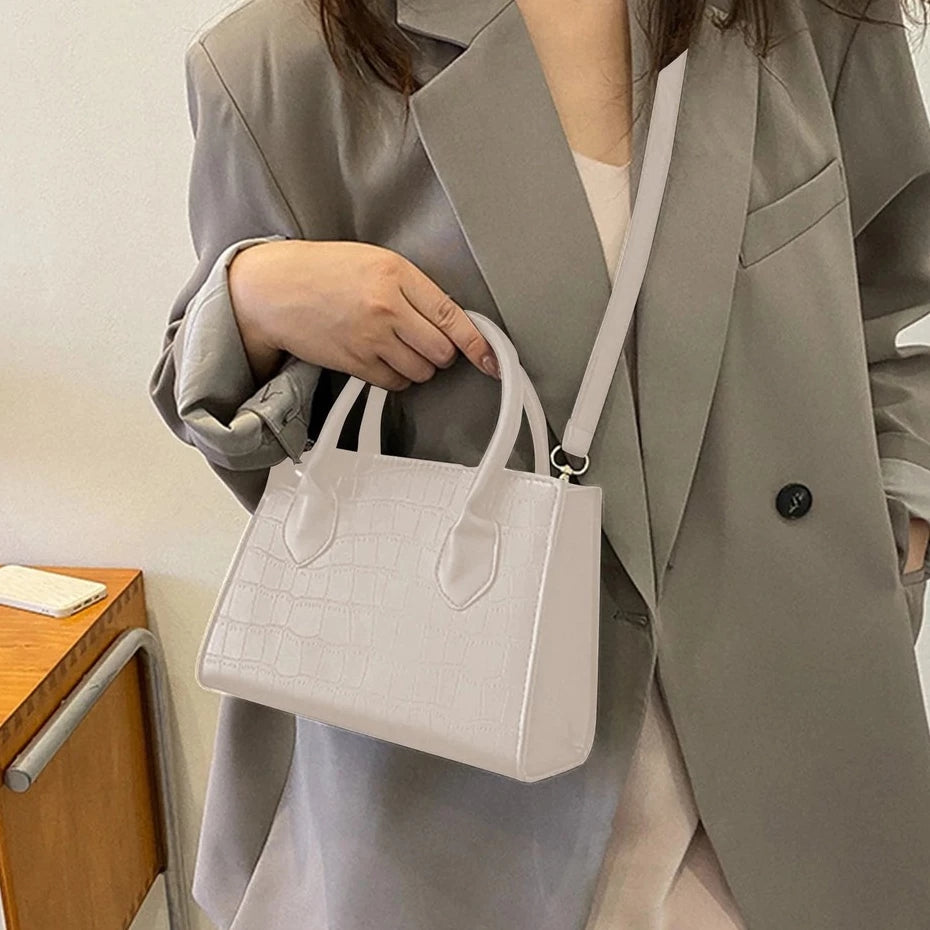 Korean Square Crossbody Bag Croco Leather Women's Fashionable Shoulder Sling Bag Handbag 2862