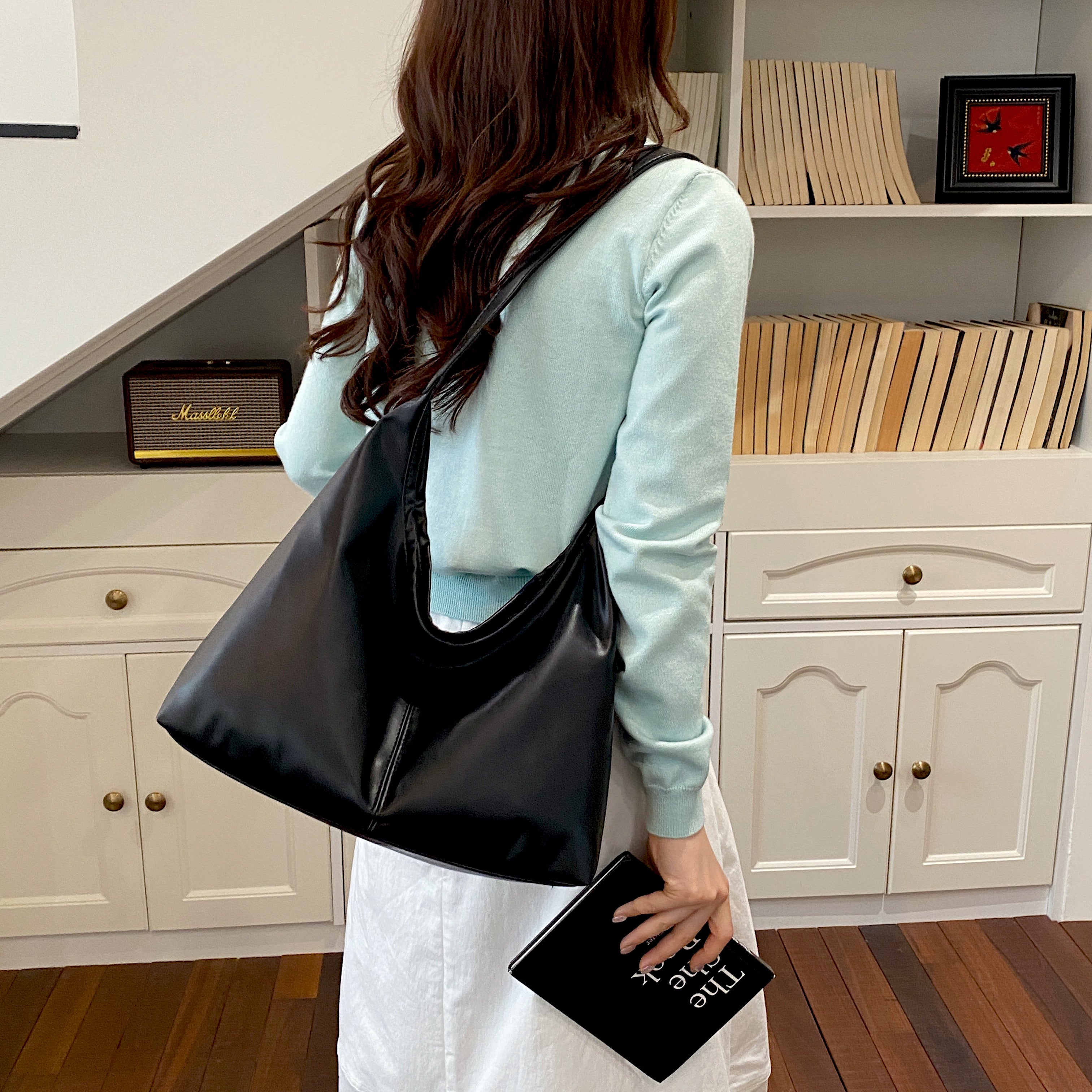 Shoulder Bag For Woman Soft PU Leather Korean Style Street Fashion Large Capacity Tote Bag #3667