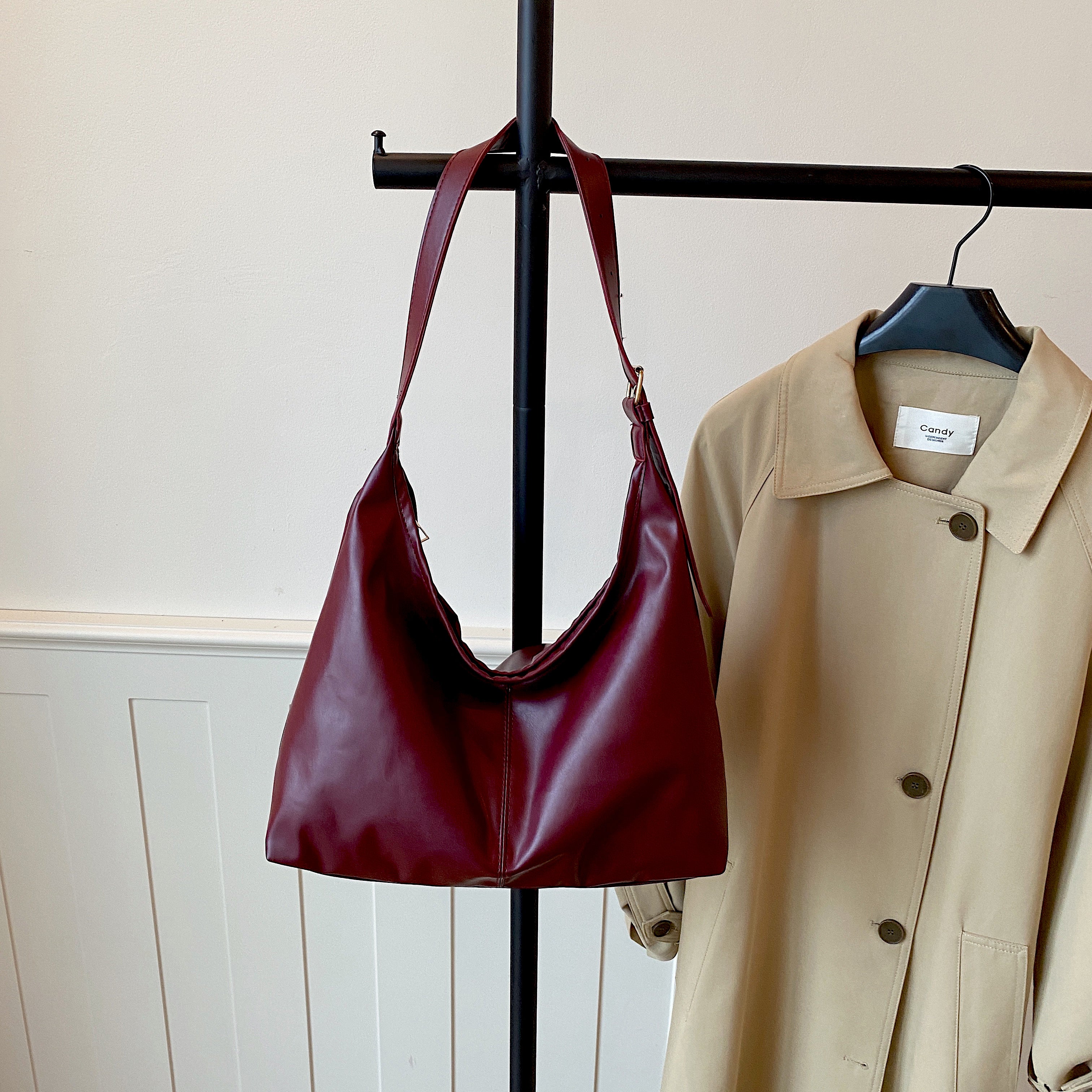 Shoulder Bag For Woman Soft PU Leather Korean Style Street Fashion Large Capacity Tote Bag #3667